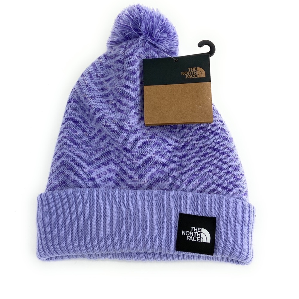 The North Face Youth Girl's Chevron Pom Sweet Lavender Pom Beanie Size OS